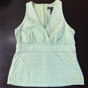 INC Sleeveless Floral Eyelet Tank Top/Blouse- Size 6- Mint Green/ Light Green